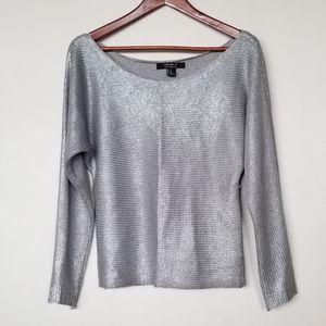 Grey and silver boat-neck sweater